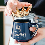 Coffee Mug Ceramic Crown Lid & Spoon Set