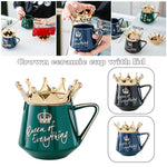 Coffee Mug Ceramic Crown Lid & Spoon Set