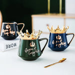 Coffee Mug Ceramic Crown Lid & Spoon Set