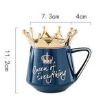 Coffee Mug Ceramic Crown Lid & Spoon Set