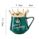 Coffee Mug Ceramic Crown Lid & Spoon Set