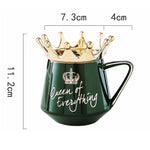 Coffee Mug Ceramic Crown Lid & Spoon Set