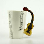 Coffee Mug Ceramic Guitar Design & Musical Notes