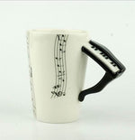 Coffee Mug Ceramic Guitar Design & Musical Notes