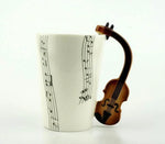 Coffee Mug Ceramic Guitar Design & Musical Notes