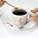 Coffee Mug Ceramic Stainless Steel Reflective Design 10.1 Oz