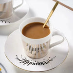 Coffee Mug Ceramic Stainless Steel Reflective Design 10.1 Oz
