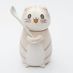 Coffee Mug Lucky Cat Design Ceramic Lid & Spoon