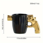 Coffee Mug Porcelain Ceramic Revolver Grip 11.8 Oz