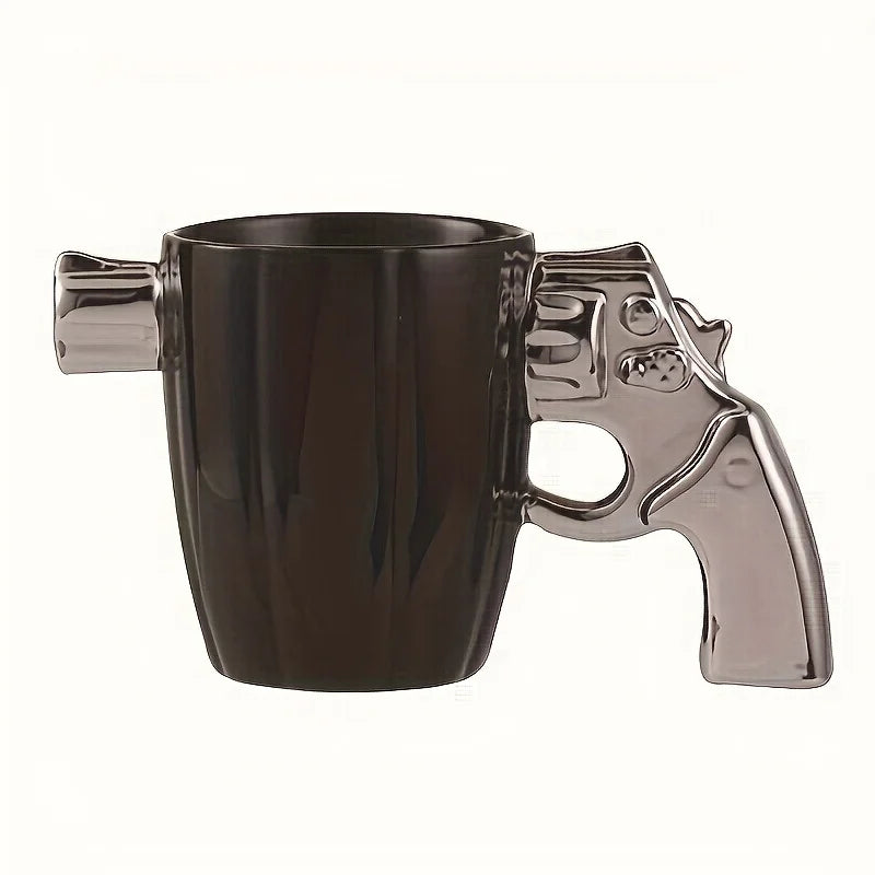 Coffee Mug Porcelain Ceramic Revolver Grip 11.8 Oz