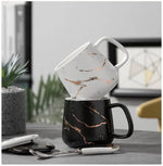 Coffee Mug Set Porcelain Marble Design