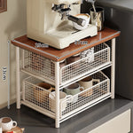Coffee Organizer Wooden Top Two Slide-Out Mesh Baskets