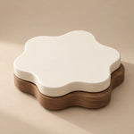Coffee Table Flower-Shaped Rotating Extendable Top Built-In Shelf
