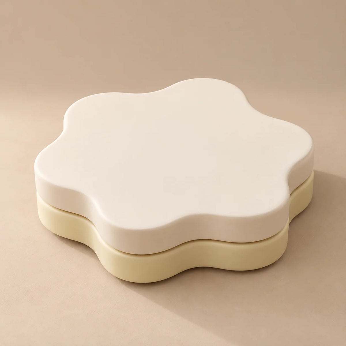 Coffee Table Flower-Shaped Rotating Extendable Top Built-In Shelf