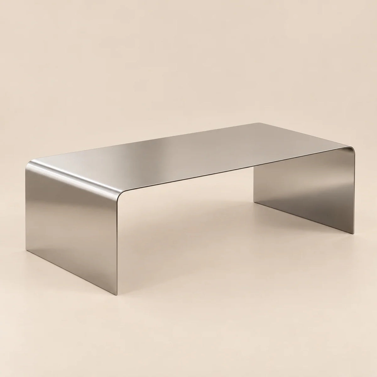 Coffee Table Polished Stainless Steel Waterfall Design 550 lb Capacity