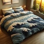 Comforter Set Quilted Ocean Wave Reversible Hypoallergenic