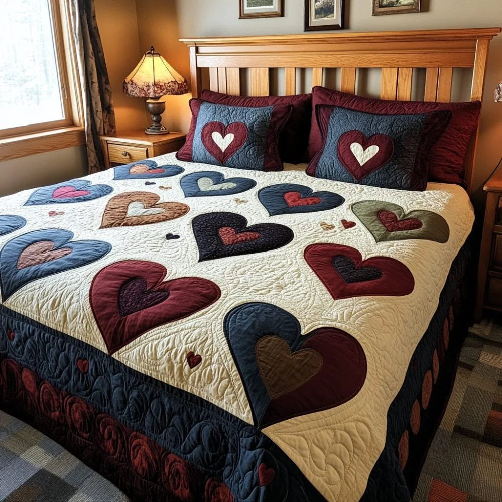 Comforter Set Quilted Ocean Wave Reversible Hypoallergenic
