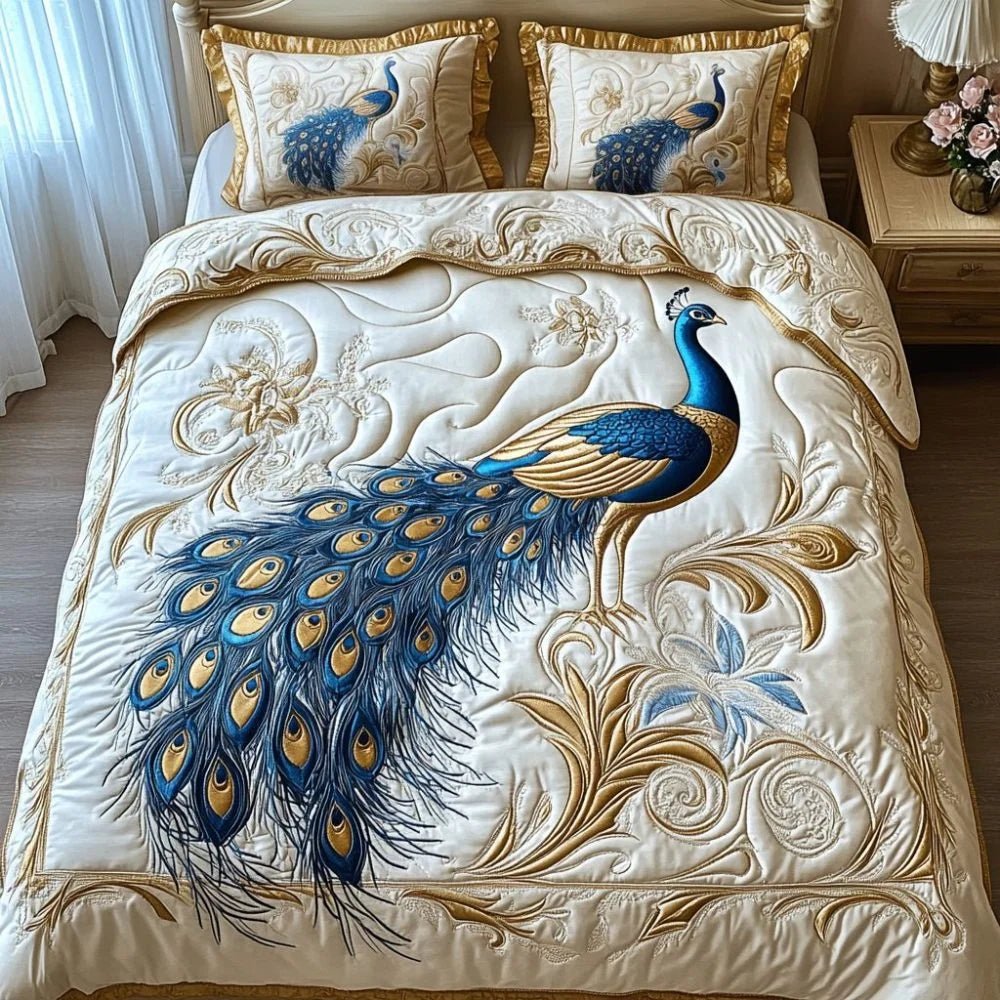 Comforter Set Quilted Ocean Wave Reversible Hypoallergenic
