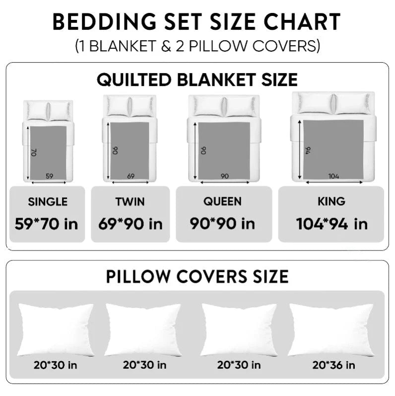 Comforter Set Quilted Ocean Wave Reversible Hypoallergenic