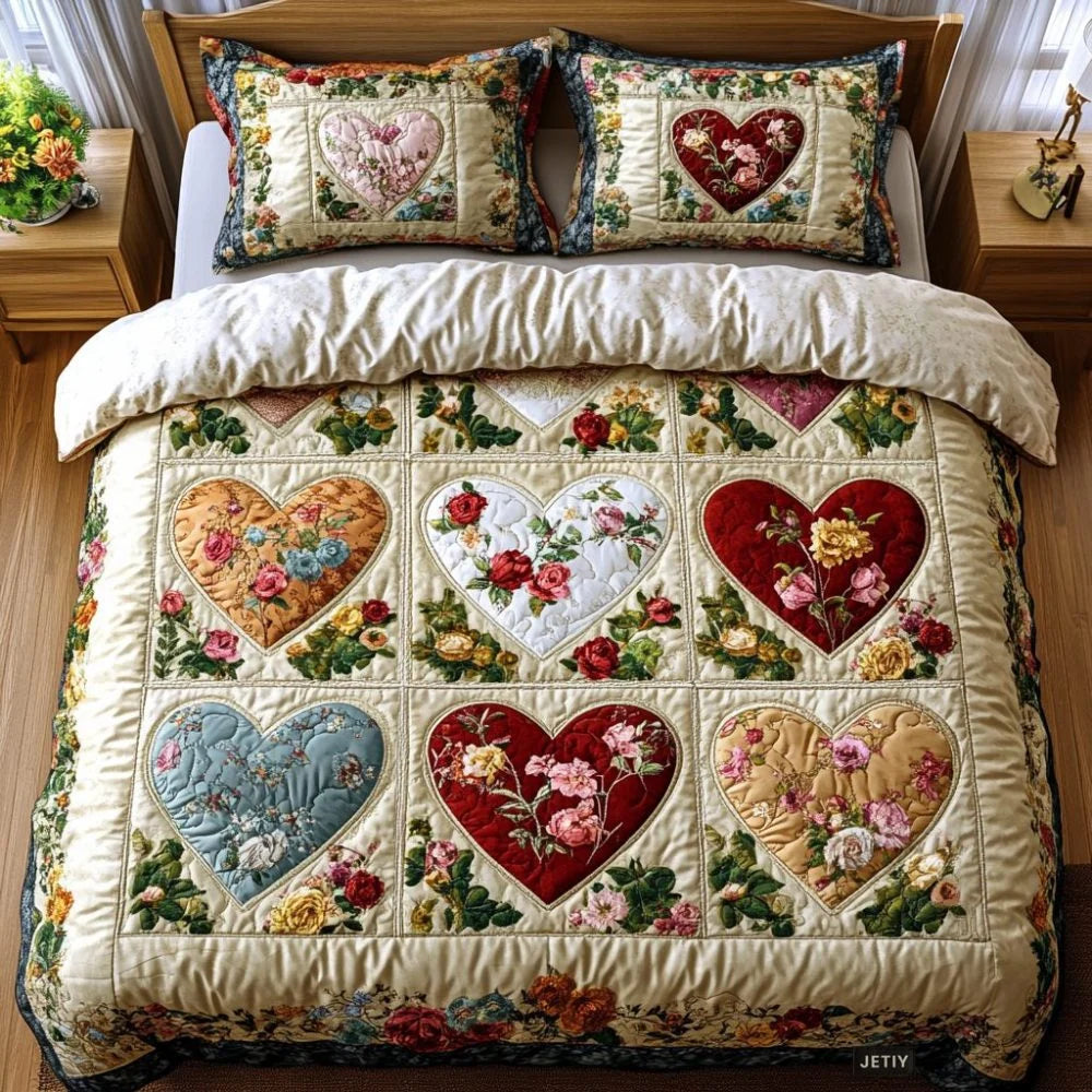 Comforter Set Quilted Ocean Wave Reversible Hypoallergenic