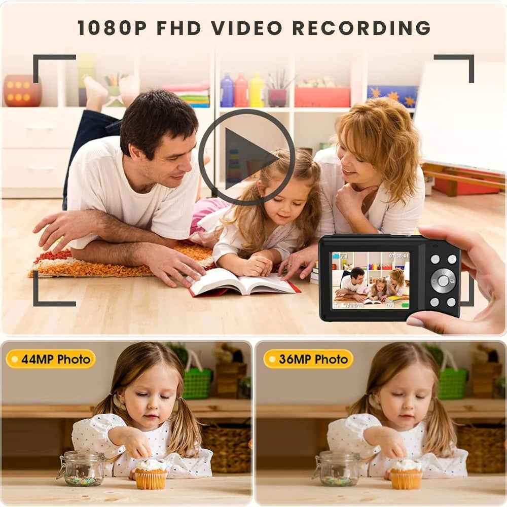 Compact Digital Camera 44MP 16× Zoom 1080P