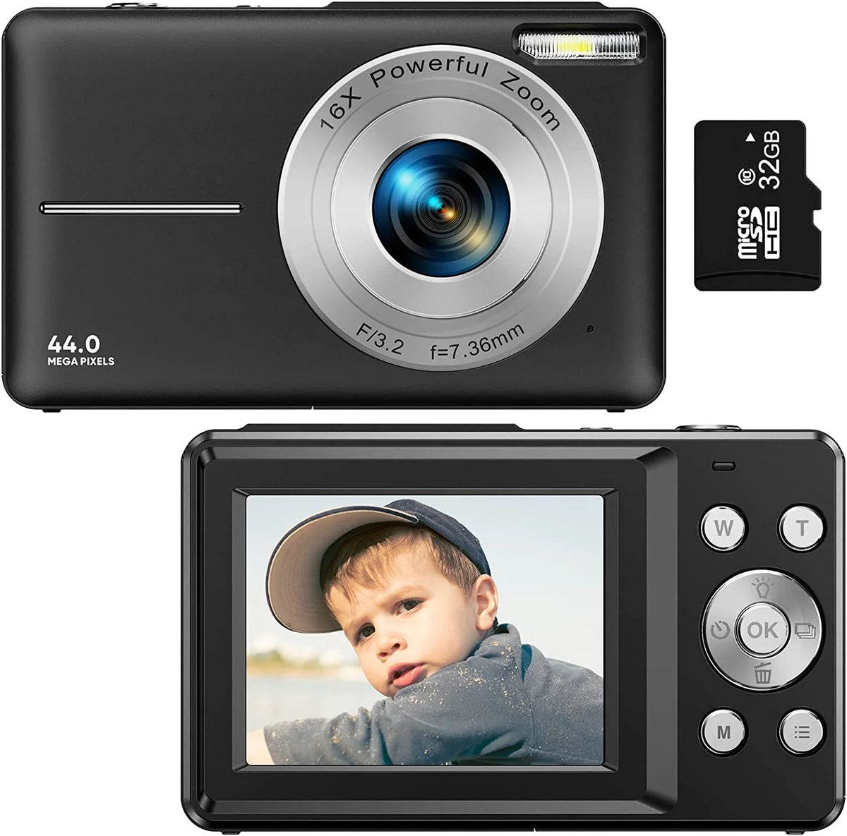 Compact Digital Camera 44MP 16× Zoom 1080P Video