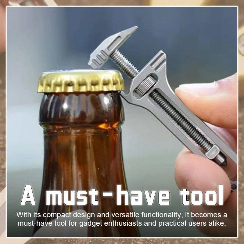 Compact Multi-Tool Titanium Alloy Adjustable Wrench & Caliper Ruler