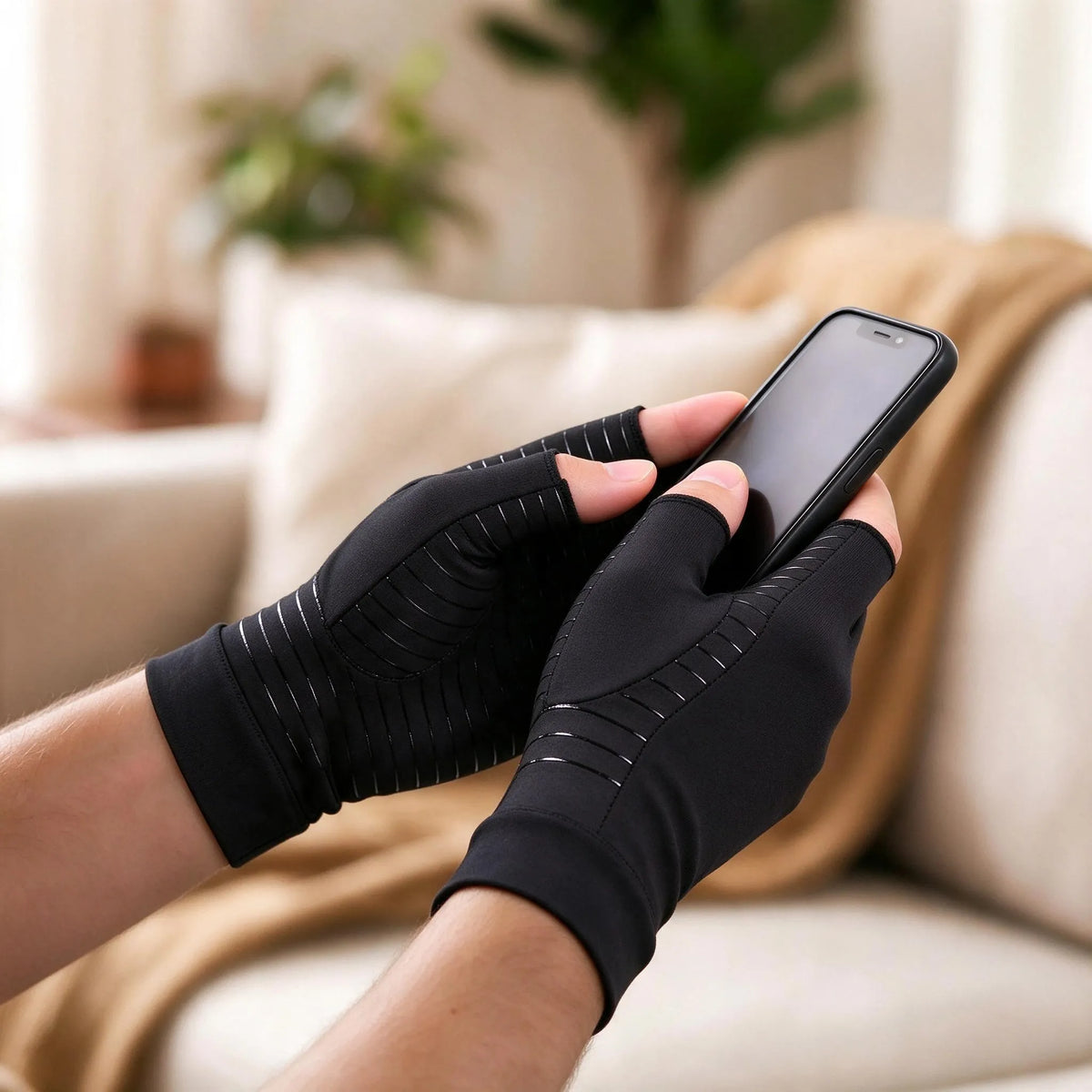 Compression Gloves Light Knit Textured Grip Touchscreen-Compatible