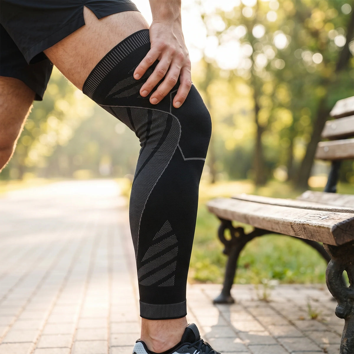 Compression Leg Sleeve Full-Leg Coverage Silicone Grip Band