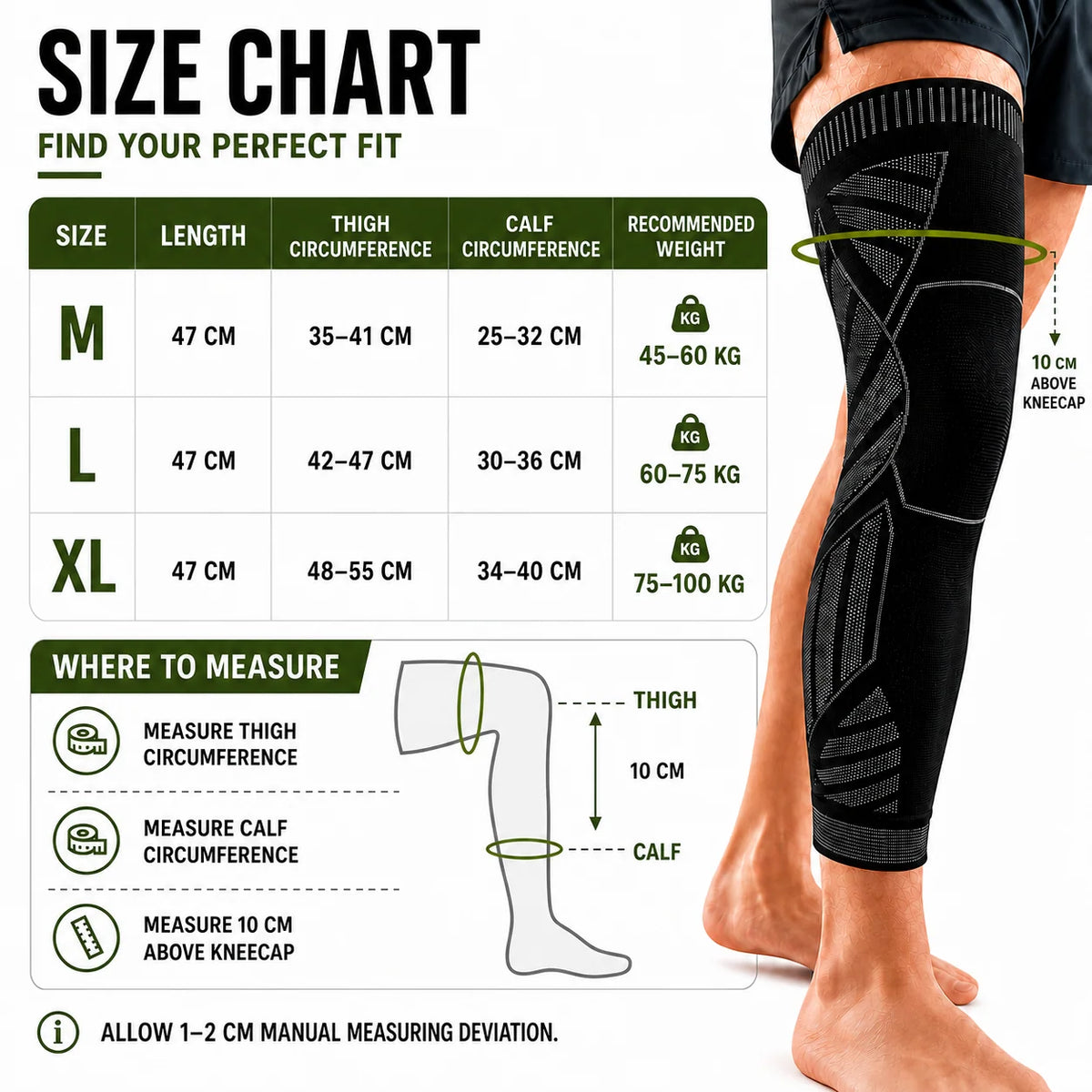 Compression Leg Sleeve Full-Leg Coverage Silicone Grip Band
