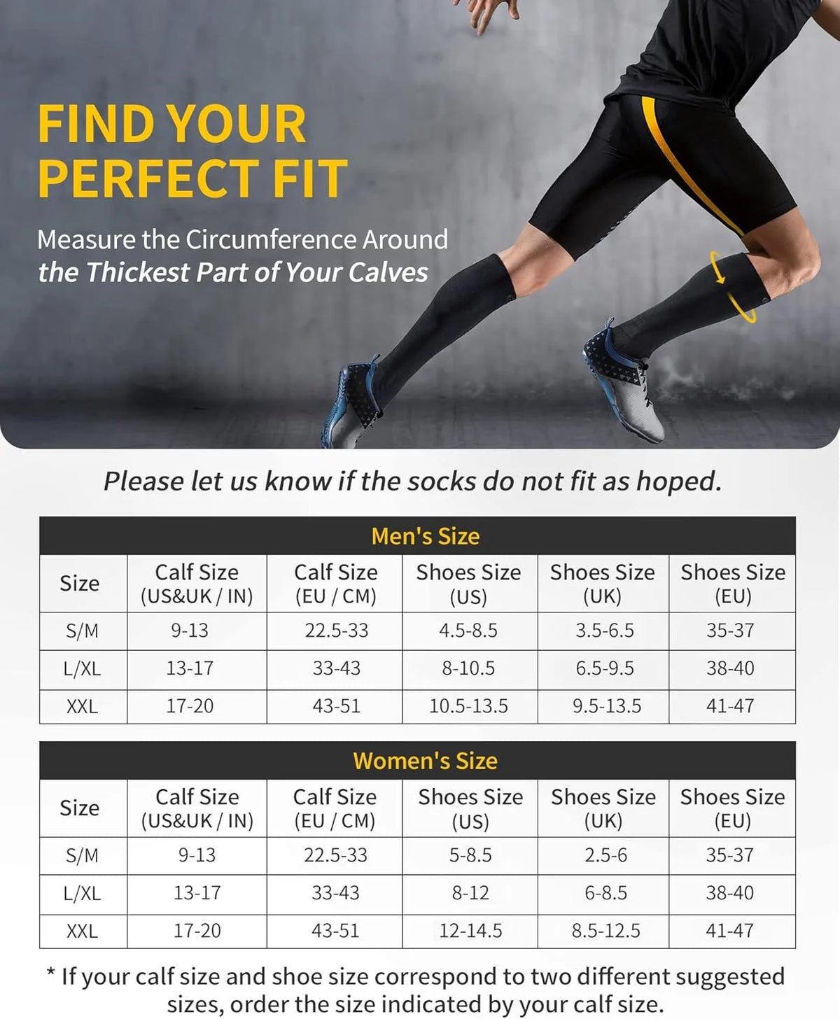 Compression Socks Graduated 20-30 mmHg Moisture-Wicking & Antibacterial