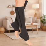 Compression Socks Graduated 20–30 mmHg Zippered Knee-High Open-Toe