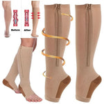 Compression Socks Graduated 20–30 mmHg Zippered Knee-High Open-Toe