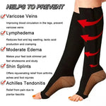 Compression Socks Graduated 20–30 mmHg Zippered Knee-High Open-Toe