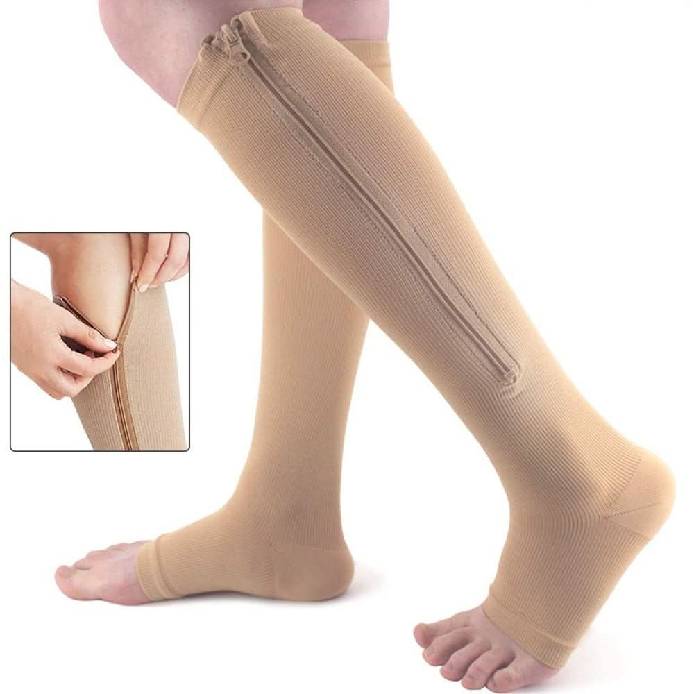 Compression Stockings Zipper Closure Breathable Elastic Fit