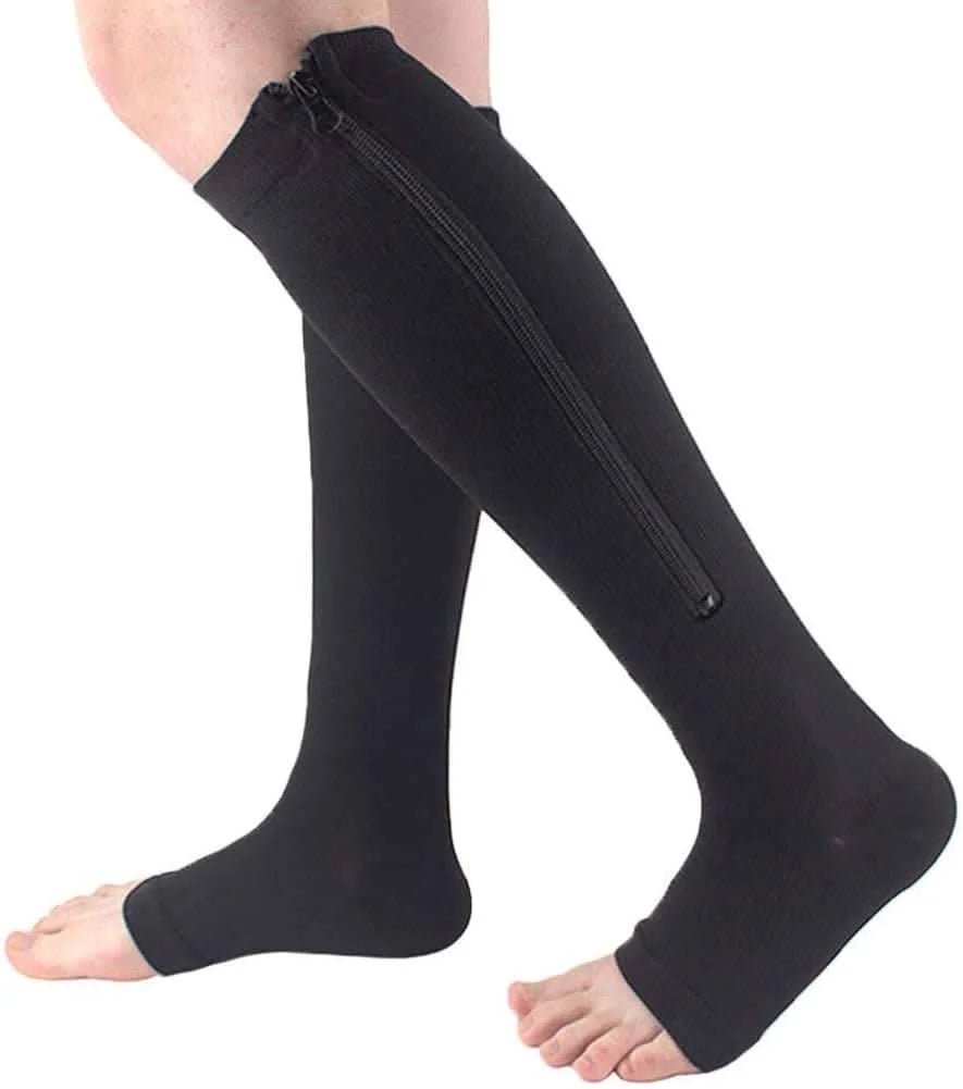 Compression Stockings Zipper Closure Breathable Elastic Fit