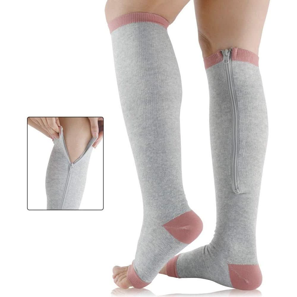 Compression Stockings Zipper Closure Breathable Elastic Fit