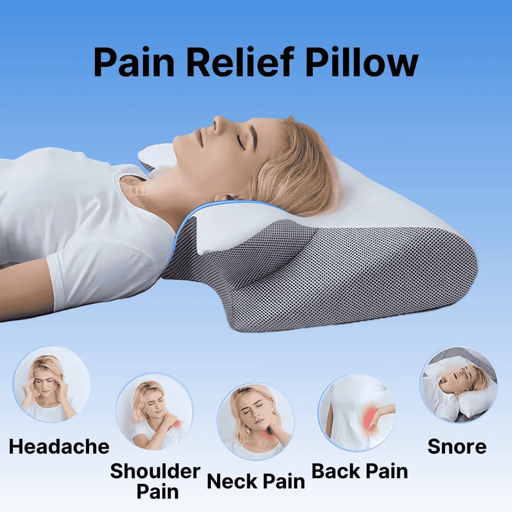 Contour Memory Foam Pillow Ergonomic Neck Support Removable Cover