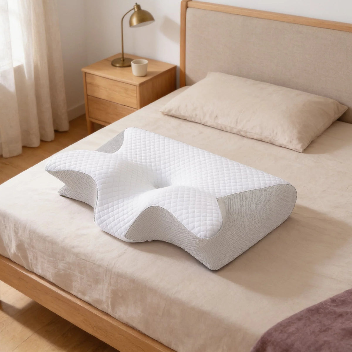 Contour Neck Pillow Memory Foam Dual-Height Washable Cover