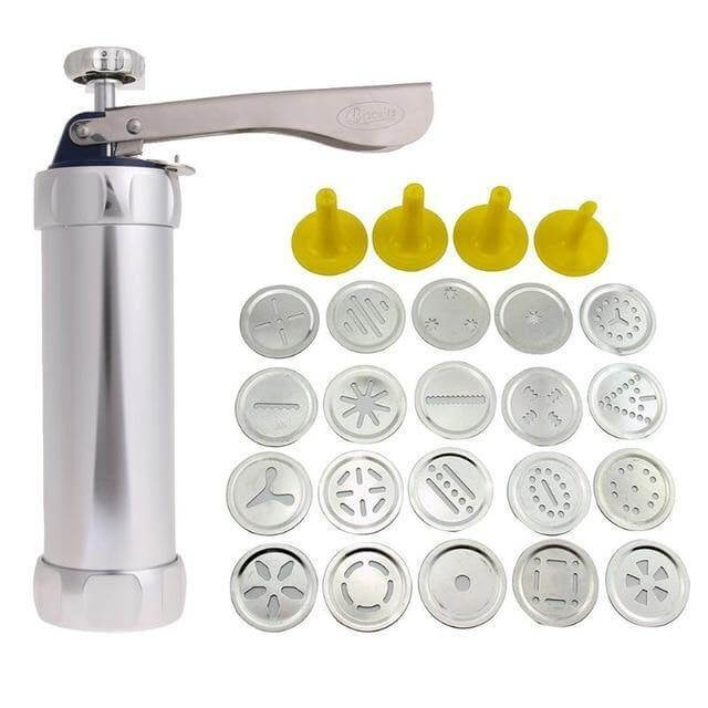 Cookie Press Stainless Steel 20 Molds 4 Nozzles