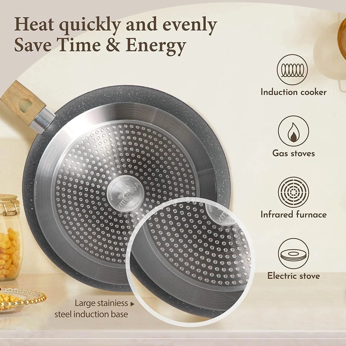 Cookware Set Granite Nonstick 12-Piece Vented Glass Lids
