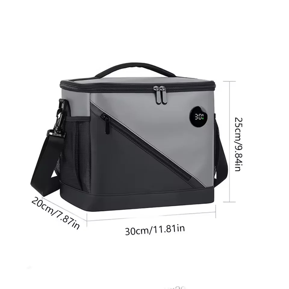 Cooler Tote Three-Layer Insulation Digital Temperature Display Adjustable Shoulder Strap