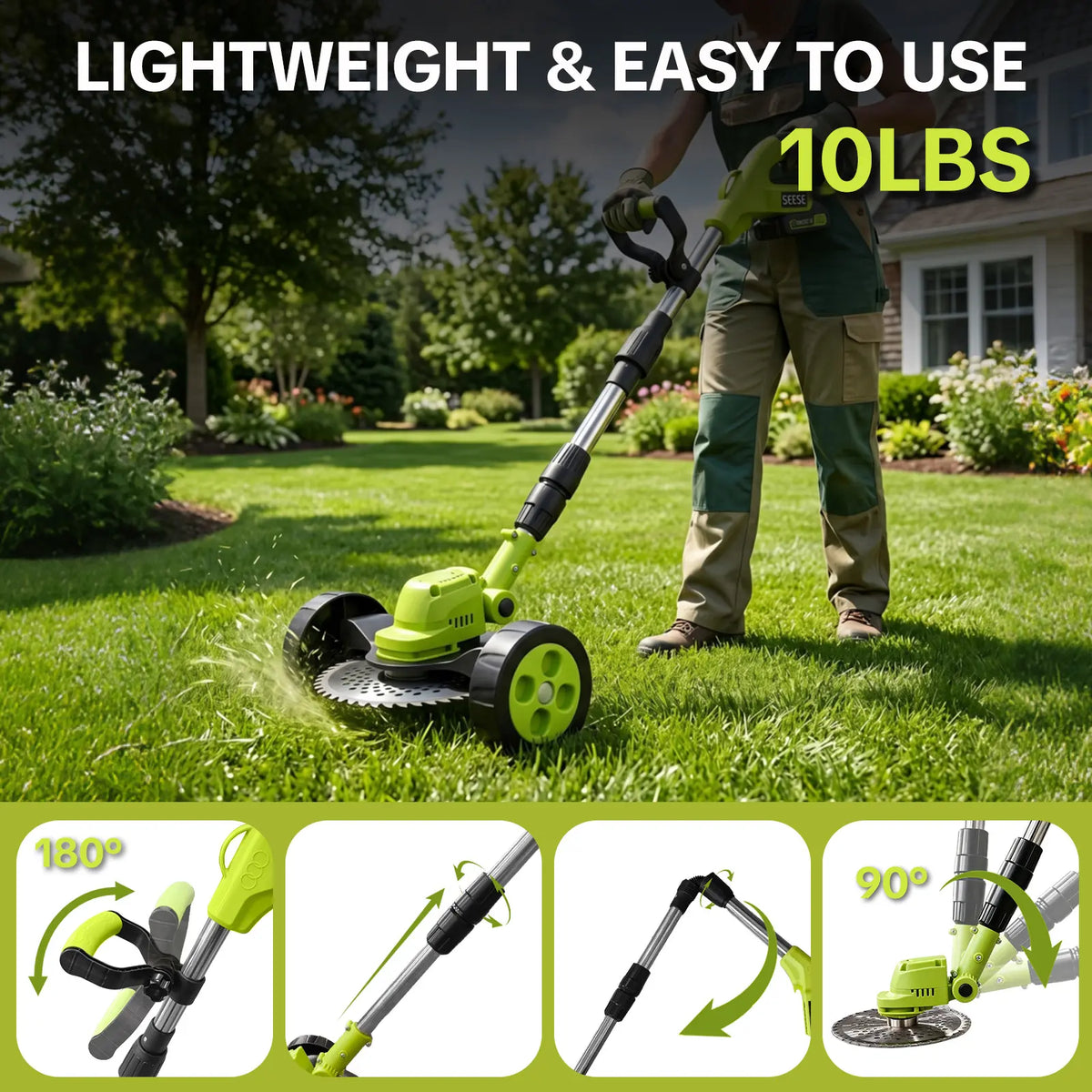 Cordless Lawn Mower 3-in-1 Trimmer & Edger
