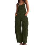 Corduroy Overalls Wide-Leg Adjustable Straps Side Pockets