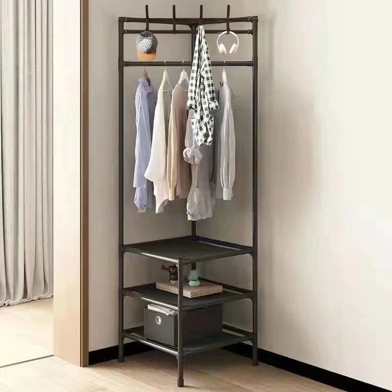Corner Clothes Rack Space-Saving Steel Frame 70.9-Inch Tall