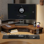 Corner Monitor Stand Under-Shelf Storage Cable Management