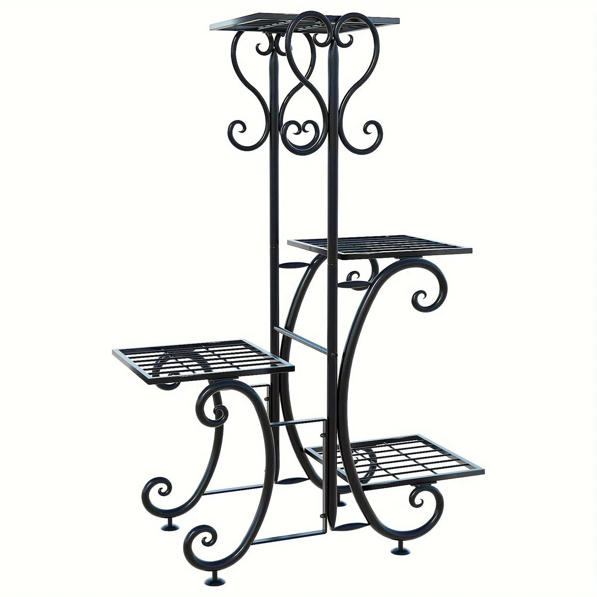 Corner Plant Stand 4-Tier Rust-Resistant Wrought Iron