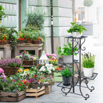 Corner Plant Stand 4-Tier Wrought Iron Anti-Rust
