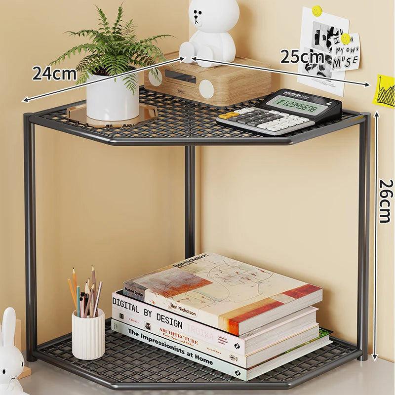 Corner Storage Shelf Metal Mesh Space-Saving