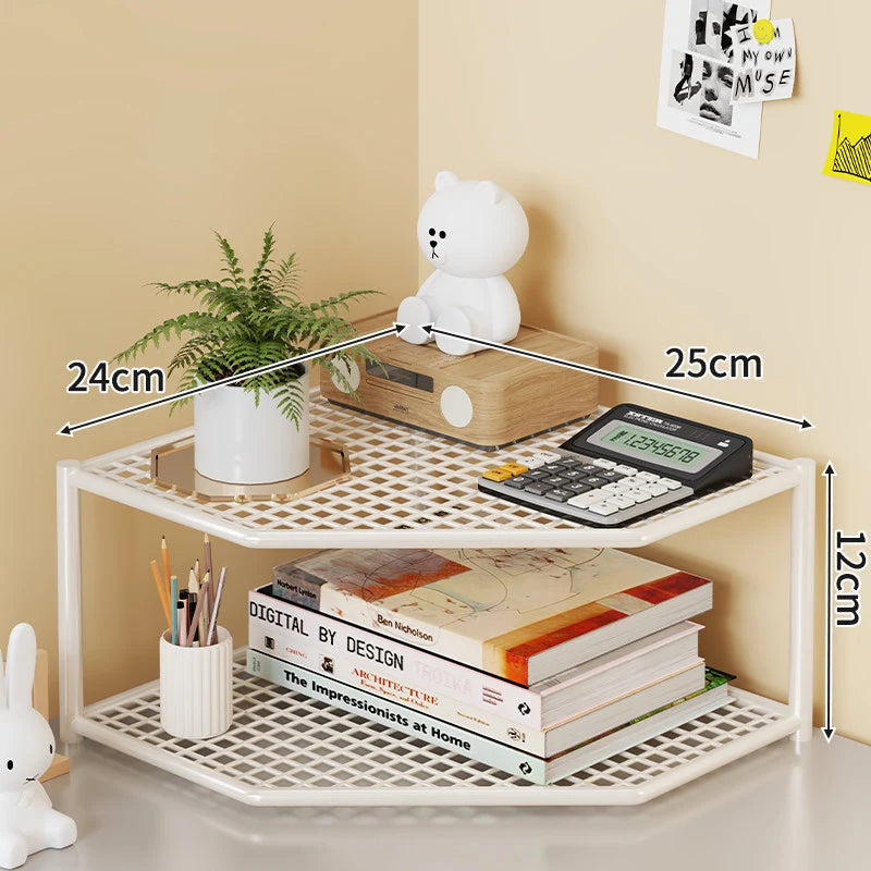 Corner Storage Shelf Metal Mesh Space-Saving